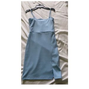 Light Blue Bodycon Cami Dress with small slit